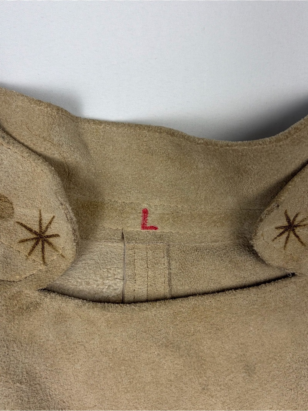 VTG 70s Mexican Suede Leather Butterfly Face Cape Poncho Boho Western - Picture 2 of 13